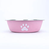 New stainless steel dog basin paw print pet supplies cat bowl dog bowl silicone anti-slip design pet drinking water feeding bowl