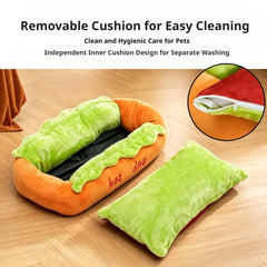 2026 New Hot Dog Pet Bed For Dachshund Cats Puppies Small Pets Plush Removable Washable Pet Beds Soft Corduroy Non-Slip Bottom