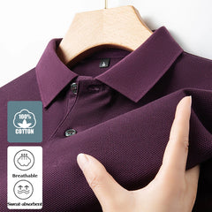 Classic Men Short Sleeve Polo Shirt 100% Mercerized Cotton Breathable Summer Golf Business Casual Athletic Tops