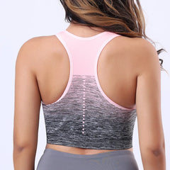 Sports Bra High Stretch Breathable Tops Fitness Women Padded for Running Yoga Gym Crop Bra Gradient Sports Bra for Workout Tops