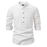 Solid Cotton Half Button Shirt