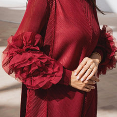 Women Elegant Evening Party Dresses 2025 Summer New Solid Colour Classic Long Sleeve Plate Flower Design Prom Dresses Female