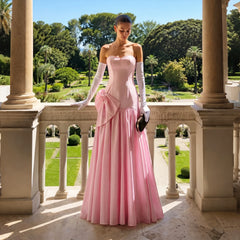 Sharon Said Women' s Elegant Evening Party Dress with Gloves 2026 Simple Wedding Birthday Prom Gowns with Bow SF167 Customized