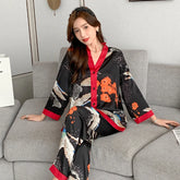 Ice Silk V Neck Pajama Set