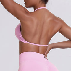 Sport Bra Strappy Bra Top Women High Support Thin Strap Halter Sport Seamless Bras Scrunch Workout Yoga Tank