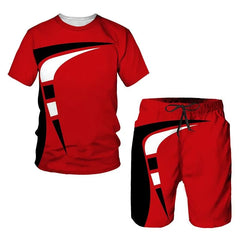 New Men's Tracksuits Summer round neck T-shirt Oversized Men Trend Casual Tracksuits 3D Print T-shirt Shorts 2 Piece Outfit