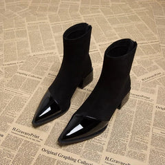Pointed Mid Calf Chelsea Heels