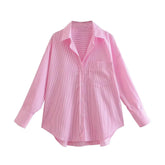Striped Loose Casual Shirt Women