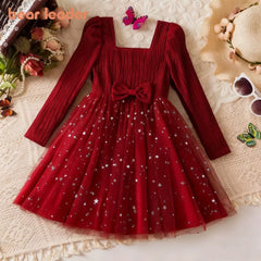 Christmas Bow Princess Girls Dress