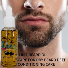 GZE 3-in-1 Beard Oil for Care - Moisturizes Beard & Conditions Skin - Eliminates Flakes - For Men with Short or Long Facial Hair