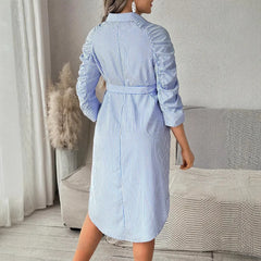 Lapel Button Front Maternity Dress