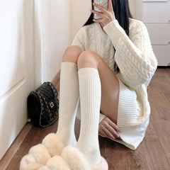 Ribbed Knee Warm Socks