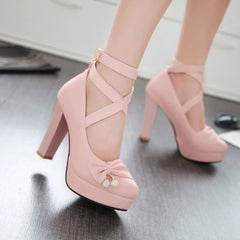 Glossy Mary Jane Chunky Heels