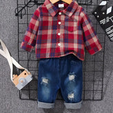Tartan Polo Denim Outfit Set