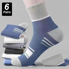 Men’s Breathable Cotton Crew Socks – 6-Pair Set