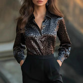 Elegant Leopard Print Office Blouse