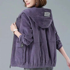 Corduroy Hooded Loose Jacket