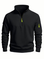 Men's sweatshirt 2025 autumn and winter new casual sports casual long sleeved high neck half zipper windproof top