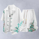 Summer Tracksuits Men Traditional Chinese Style Suit Shirt Shorts Tang Suit Male Fashion Casual Summer Sets
