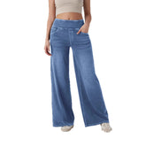 Wide Leg Zipper Detail Jeans