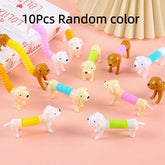 10Pcs Stretchable Dog Stress Relief Pop Tubes Toy Kids Birthday Party Favors Pinata Filler Telescoping Sensory Squeeze Toy