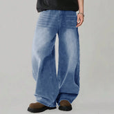 Four Season Men's Jeans Korean Version Student Casual Pants High Street Straight Loose Wide Leg Jeans Black Grey Blue Baggy Jean
