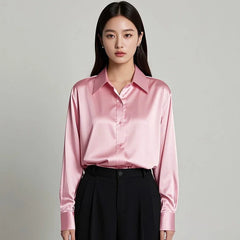 Elegant Korean Satin Office Shirt