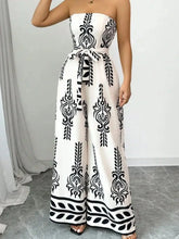 Printed Wide Leg Lace-Up Jumpsuit