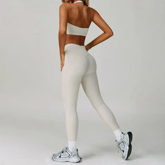 TRY TO BN Gym Sets Woman 2 Piece Yoga Backless Top Women's Tracksuit High Waisted Leggings Butt Lifting Fitness Workout Clothes