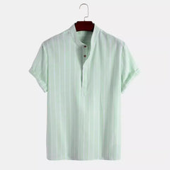 Modern Linen Stripe Shirt Men