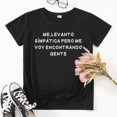 Fashion Spanish Women T-shirts camiseta de mujer Short sleeve tops Casual Cotton woman tshirt tee black white