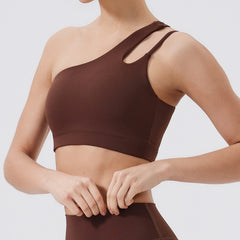 Women Sports Bra Push Up Fitness Bras One Shoulder Shockproof Yoga Bra Breathable Gym Yoga Running Bra Sexy Vest 