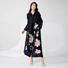Elegant Pleated Loose Maxi Dress