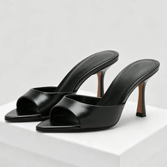Sexy Brand High Heels Slides Female Slippers New Summer Open Toe Sandals Female Concise Mature Designer Banquet Party Shoe Woman