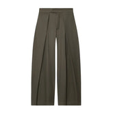 Military Green Pleated Wide Pants