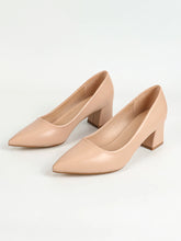 Women Chunky Heel Pointed Toe Pumps