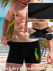Swimming Trunks with Fashion Prints Men Quick Dry Beach Boxer Shorts with Drawstring Boy Swimwear Underpants