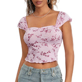 Floral Crop Street Top