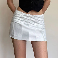 Women Low Waist Skirts Stripes A-line High Waist Skirt for Women Hips Spliced Short Skirt Ladies Bodycon Layered Mini Bottoms
