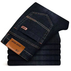 Men's Jeans Casual Straight Stretch Fashion Classic Blue Black Work Denim Trousers Male Brand Clothing
