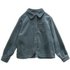 Casual White Corduroy Button Jacket
