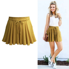 Women Shorts Summer Chiffon Casual Shorts Female Wide Leg Elastic High Waist Shorts Wide Leg Womens Shorts Summer