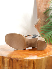 Women Cross Toe Square Heel Sandals