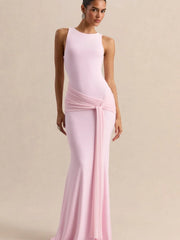 Elegant Mermaid Evening Dress Draped Detachable Cape Sleeveless Bodycon Maxi Gown Wedding Party Elegant Draped Formal Dress