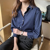 Vintage Striped Loose Shirt Women