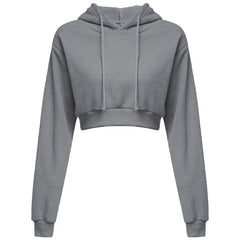 Cropped Hooded Pullover Sweatshirt Women