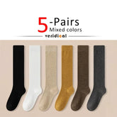 Solid Cotton Thigh High Socks