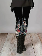 Women's Leggings Vintage Flower Pattern 3D Printed Outdoor Trousers New Stretch Elastic Waist Fall Winter Festival Streetwear