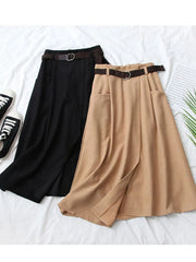 Irregular Pocket High Waist Midi