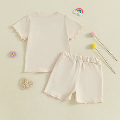 Floral Tee Denim Shorts Set